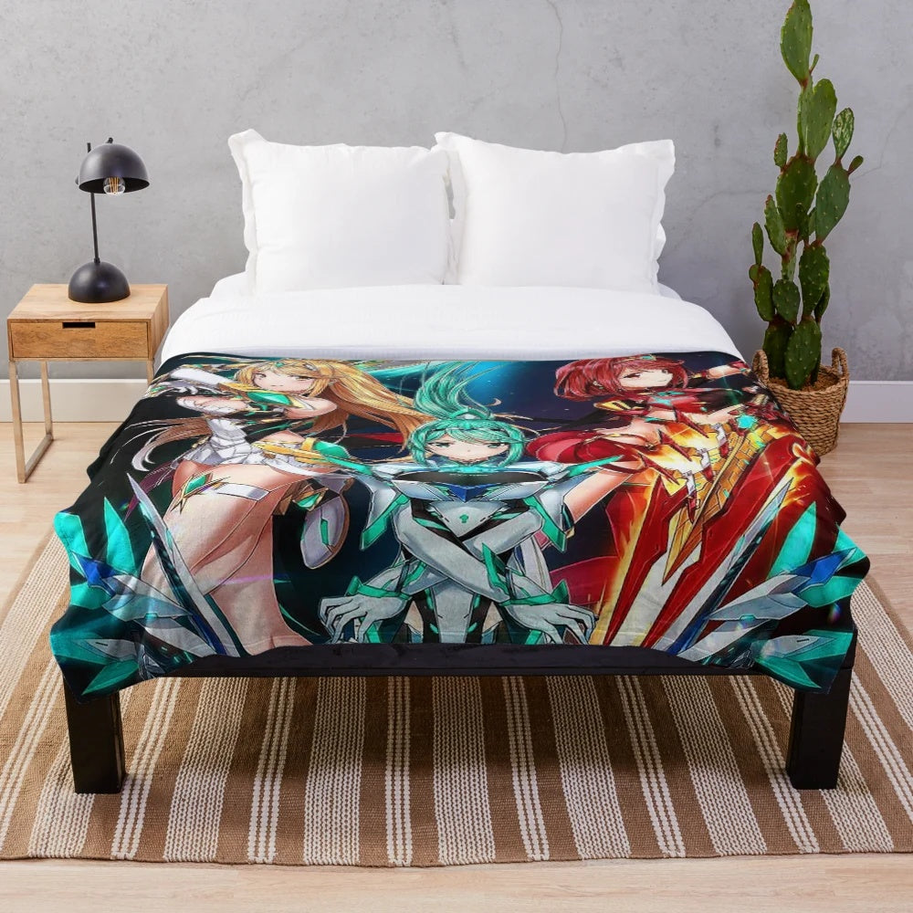 Soft and cozy plush blanket featuring an anime-style design