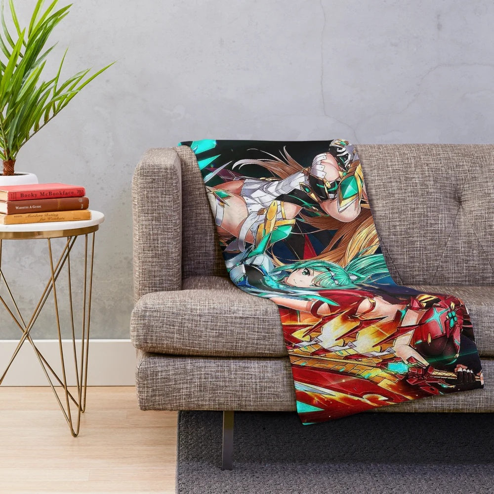 Soft and cozy plush blanket featuring an anime-style design