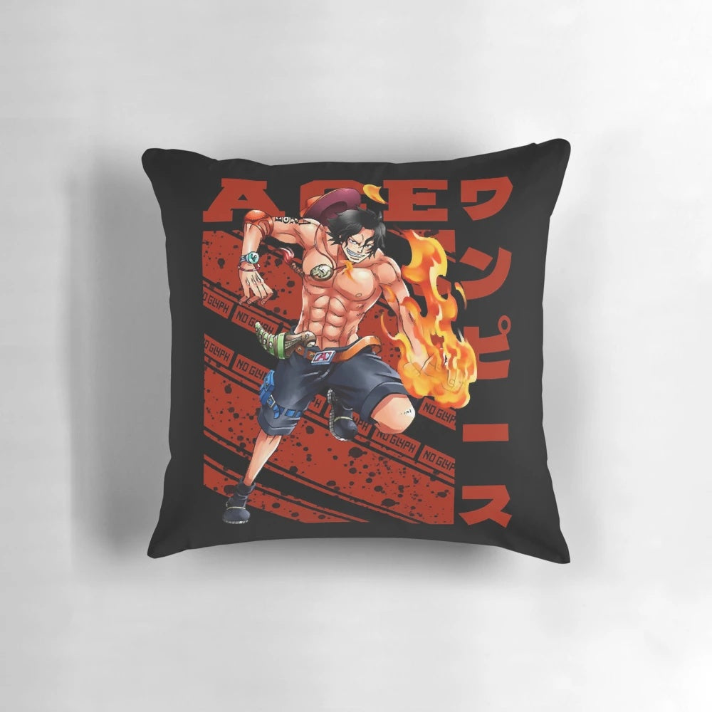 Plush anime pillow with Portgas D. Ace from the popular anime series One Piece