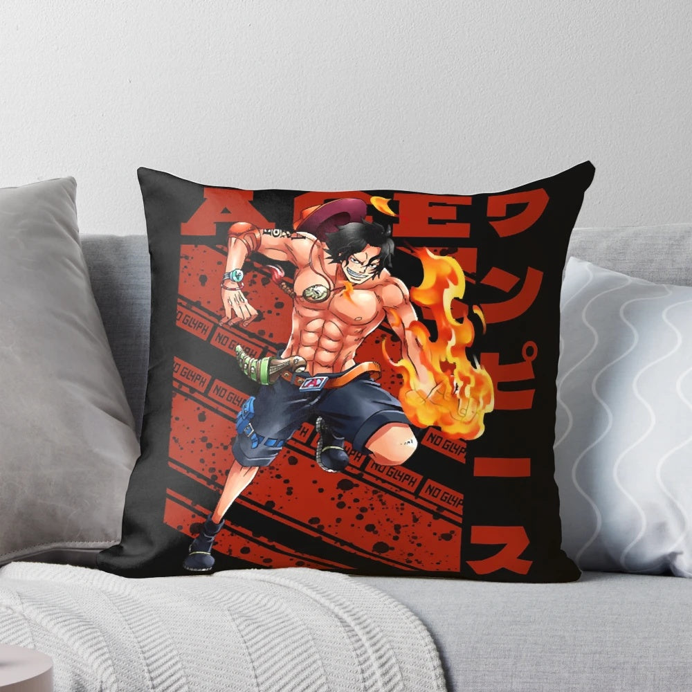 Plush anime pillow with Portgas D. Ace from the popular anime series One Piece
