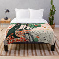 Autumn leaves plush blanket with a nature scene