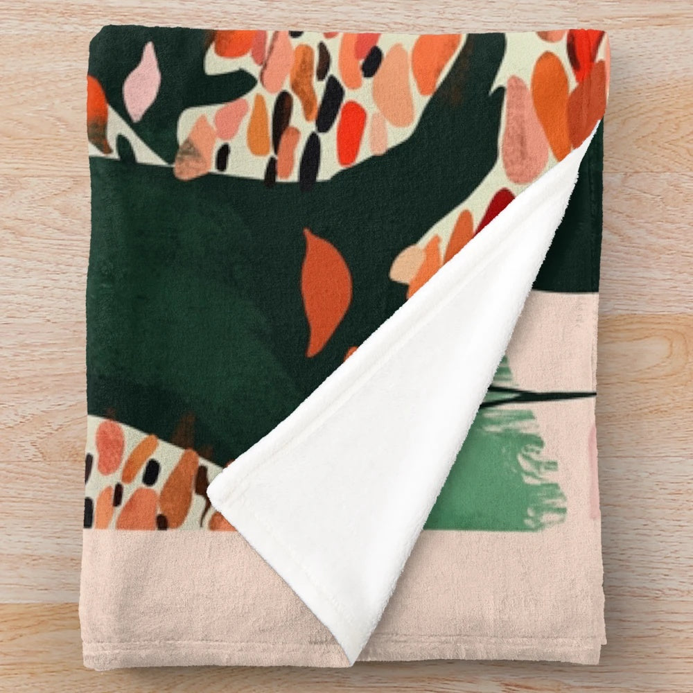 Autumn leaves plush blanket with a nature scene