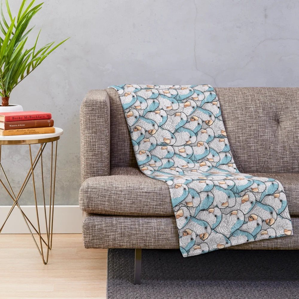 Blue Quaker Parakeet Plush Blanket for Nature Lovers
