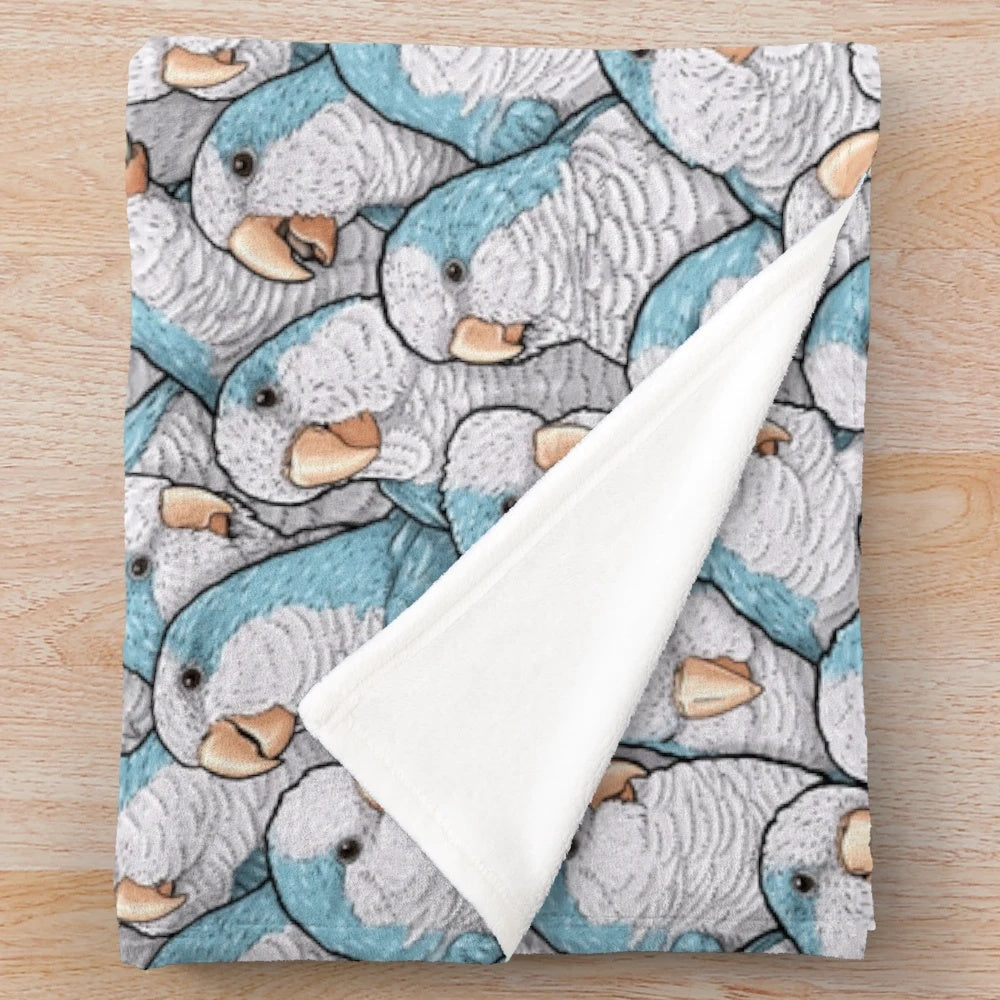 Blue Quaker Parakeet Plush Blanket for Nature Lovers