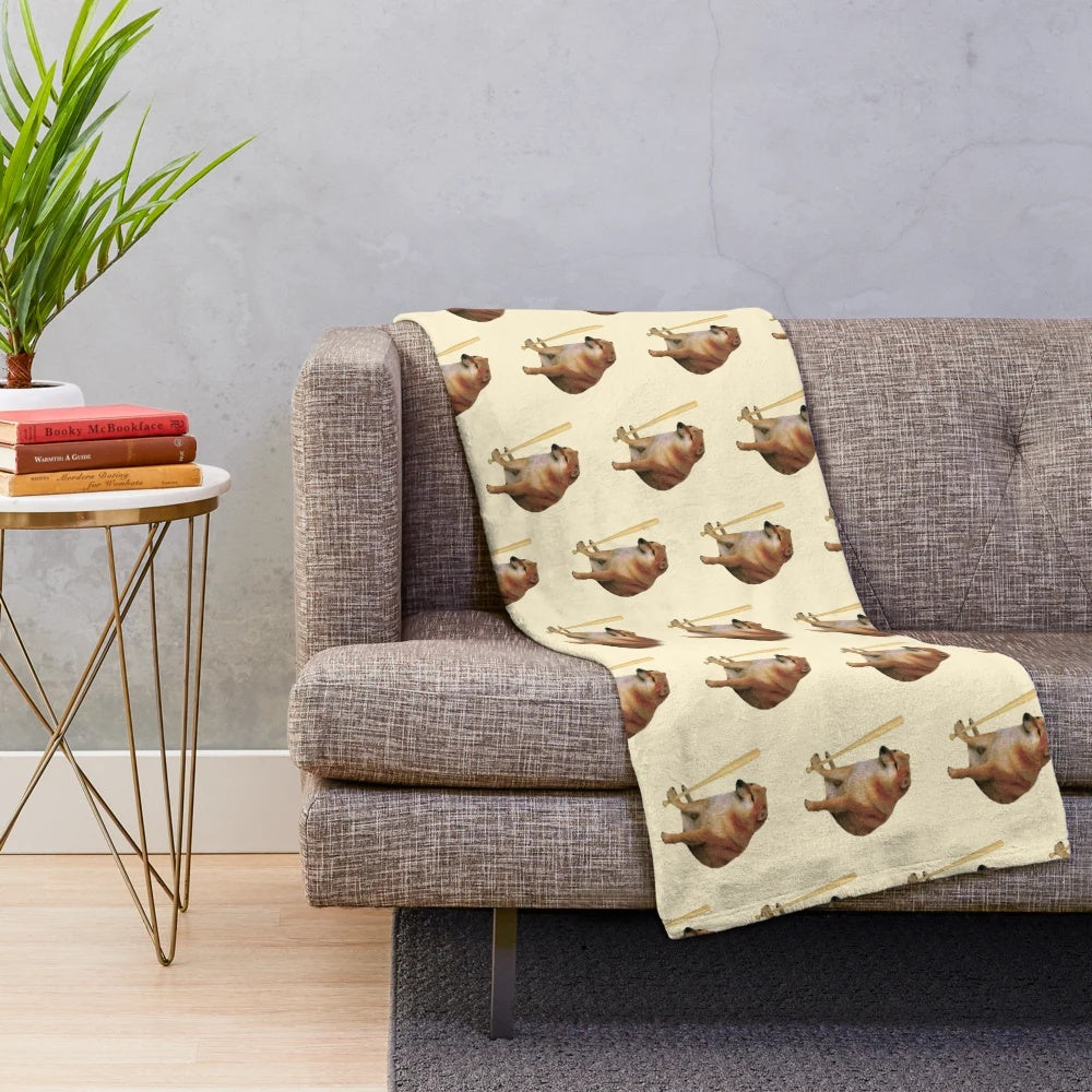 Soft and cuddly plush blanket featuring the iconic Cheems Doge meme character