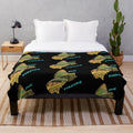 Fishing plush blanket with fish and fishing gear design