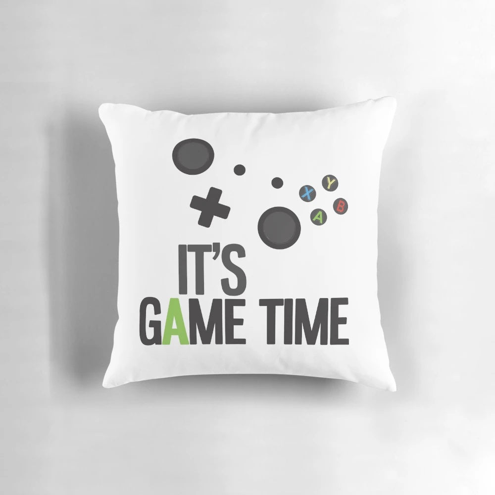 Plush pillow with gaming-inspired design