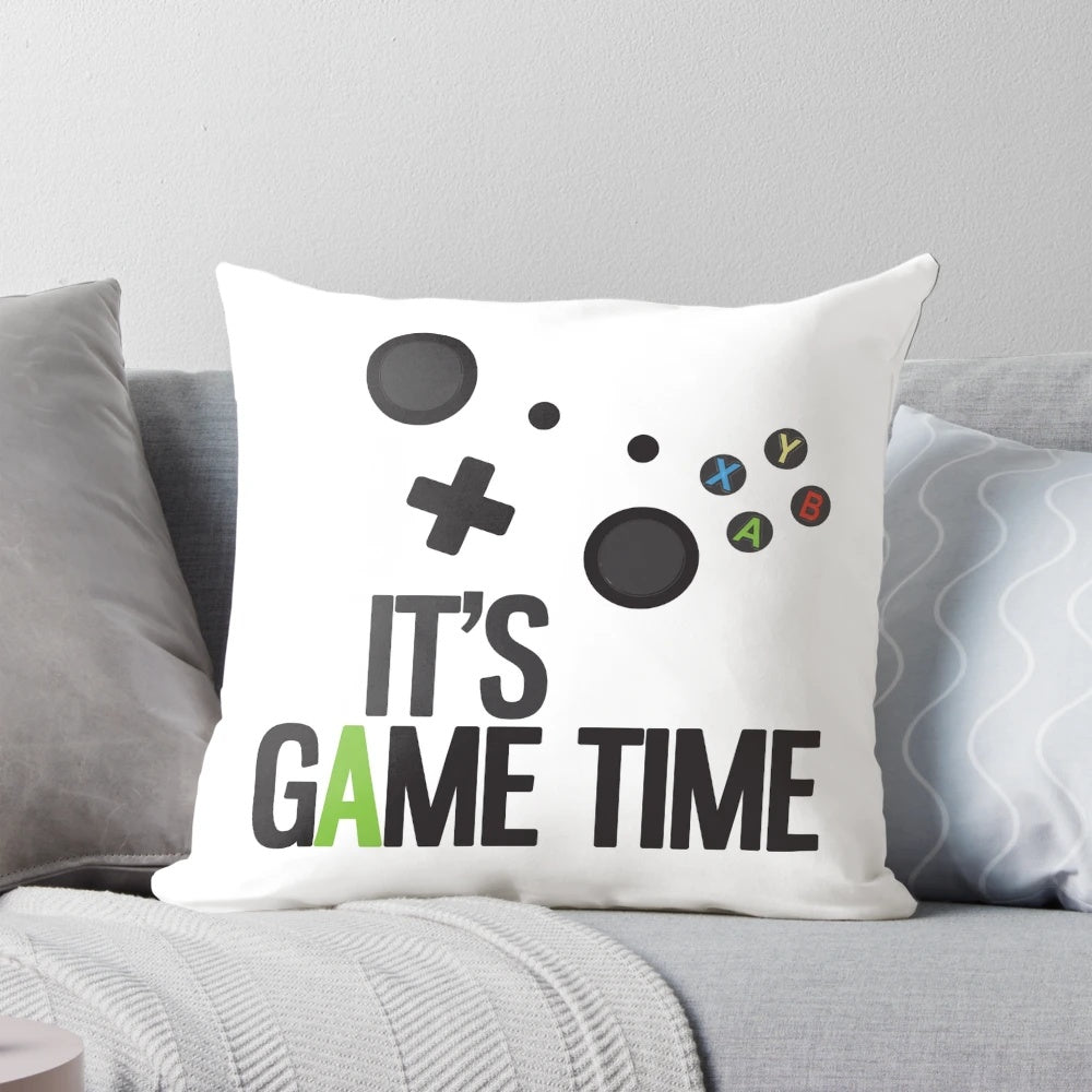 Plush pillow with gaming-inspired design