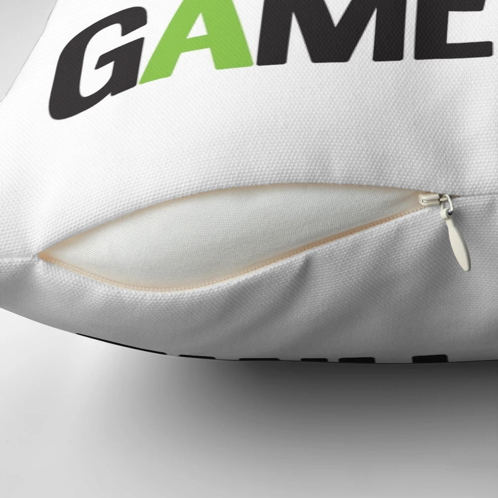 Plush pillow with gaming-inspired design