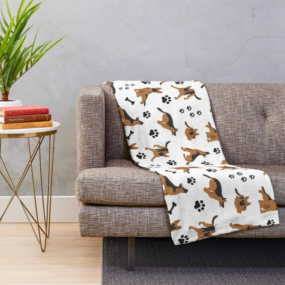 Soft and Cozy German Shepherd Patterned Plush Blanket