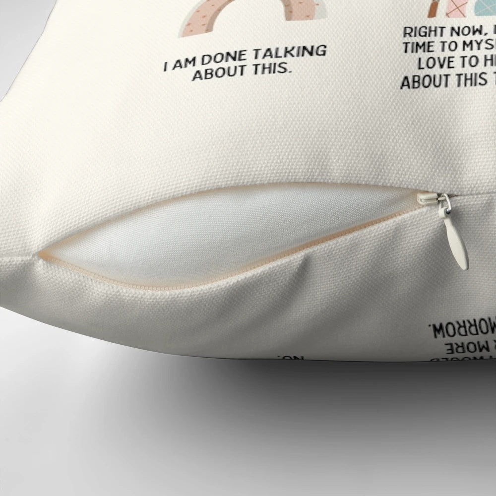 Soft, plush pillow with the text "Boundaries" printed on it, designed for mental health professionals' offices.