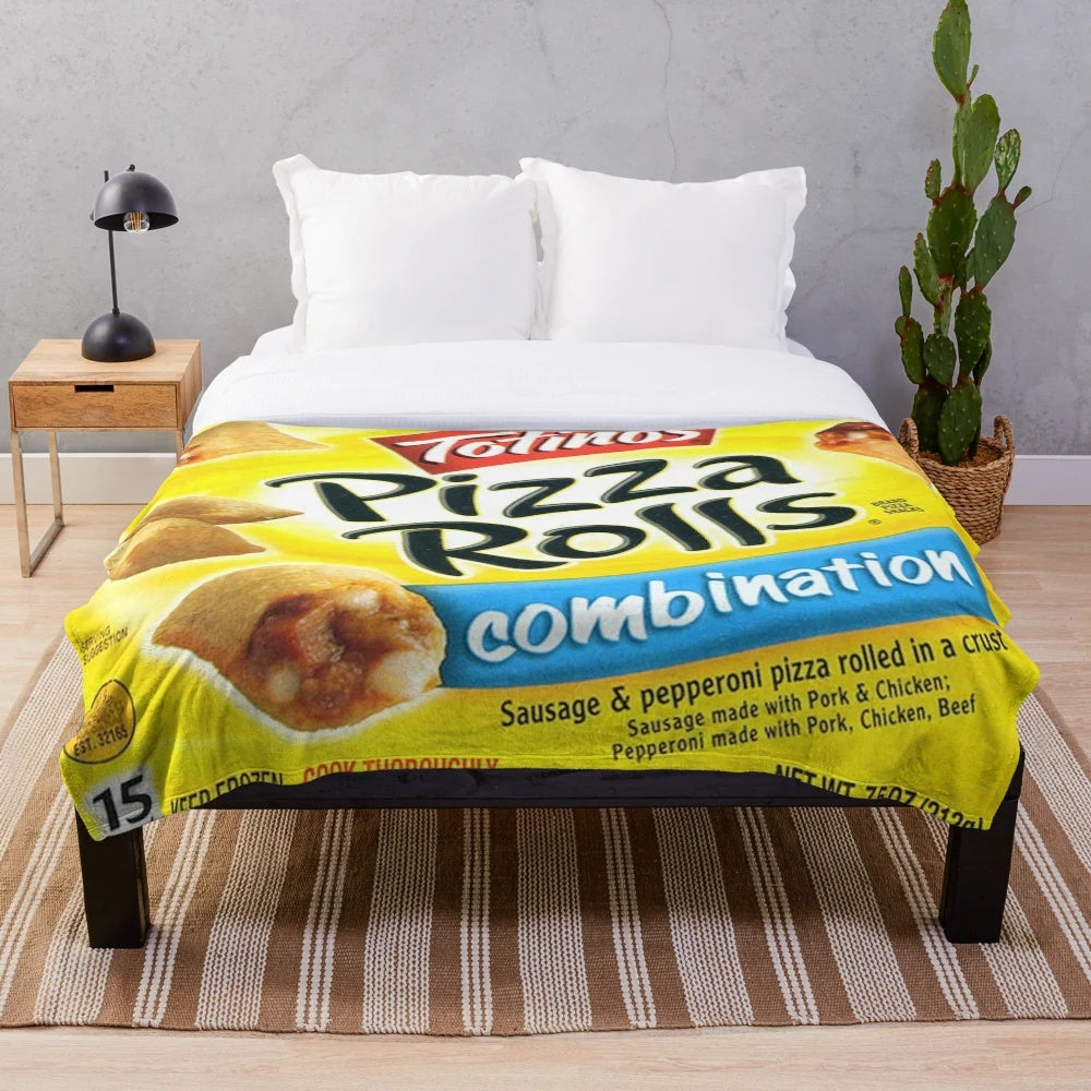 Soft and cozy pizza rolls-themed plush blanket