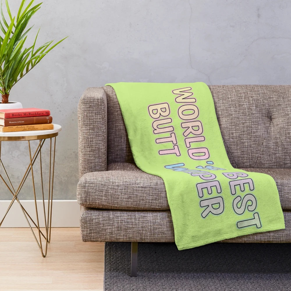Soft and Cozy Plush Blanket with Humorous "World's Best Butt Wiper" Design