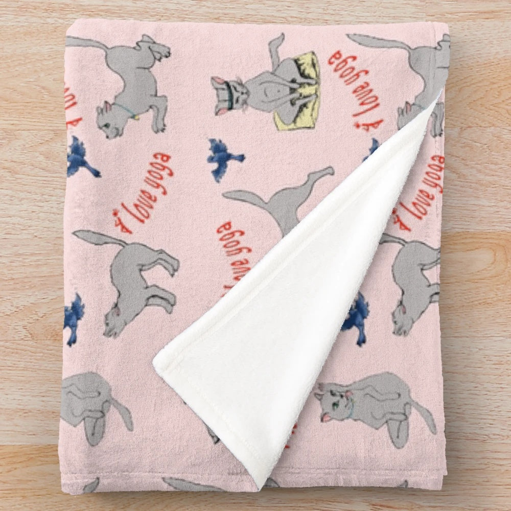 Cozy plush yoga blanket with cat and animal designs