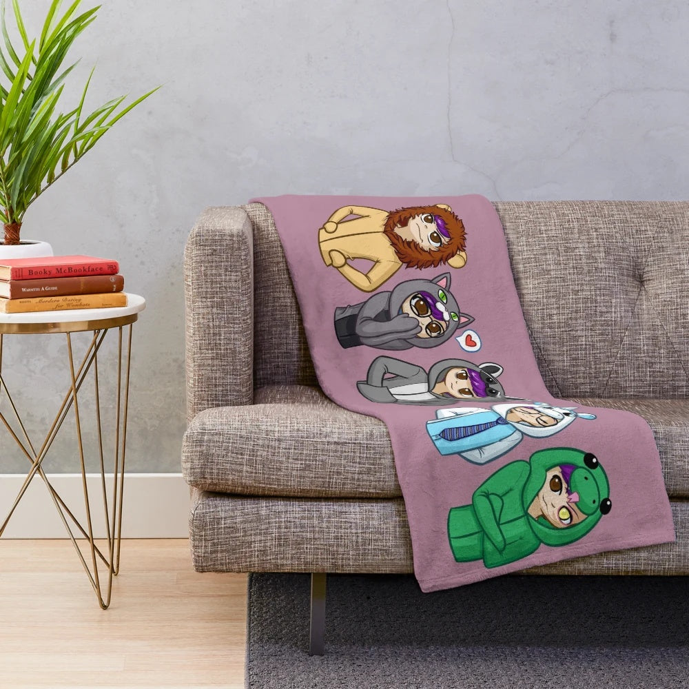A cozy plush blanket featuring the core 4 and Deceit characters from the Sanders Sides series