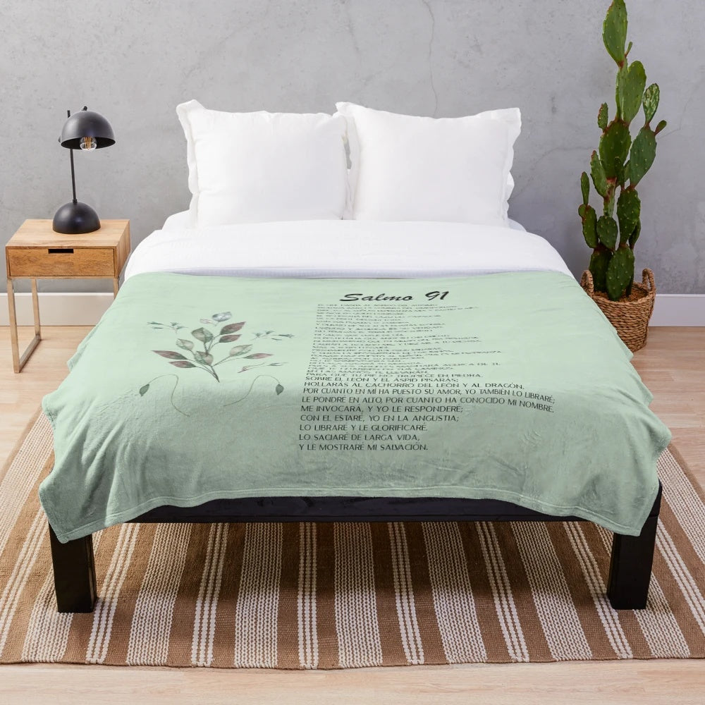 Spanish Bible verse Psalm 91 plush blanket