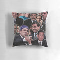 Colorful decorative pillow featuring a caricature of The Office character Michael Scott played by actor Steve Carell