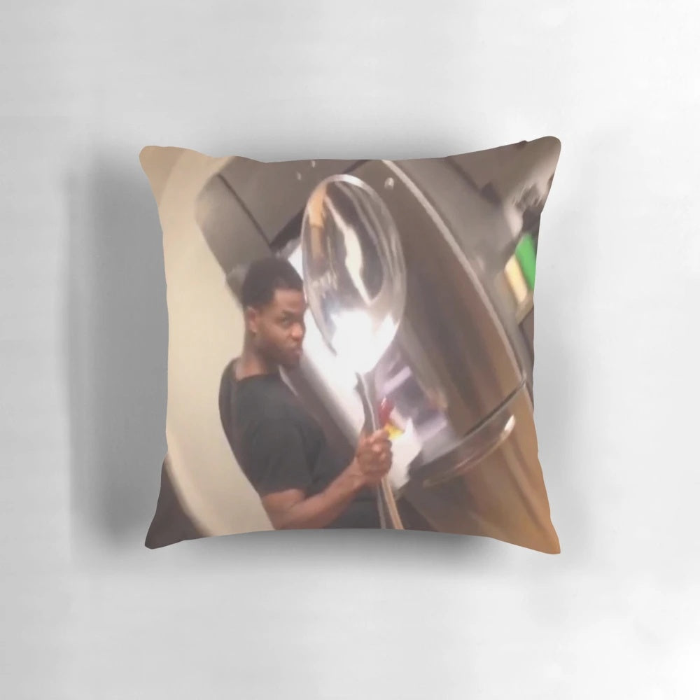 Comically large spoon shaped pillow for humorous and quirky home decor
