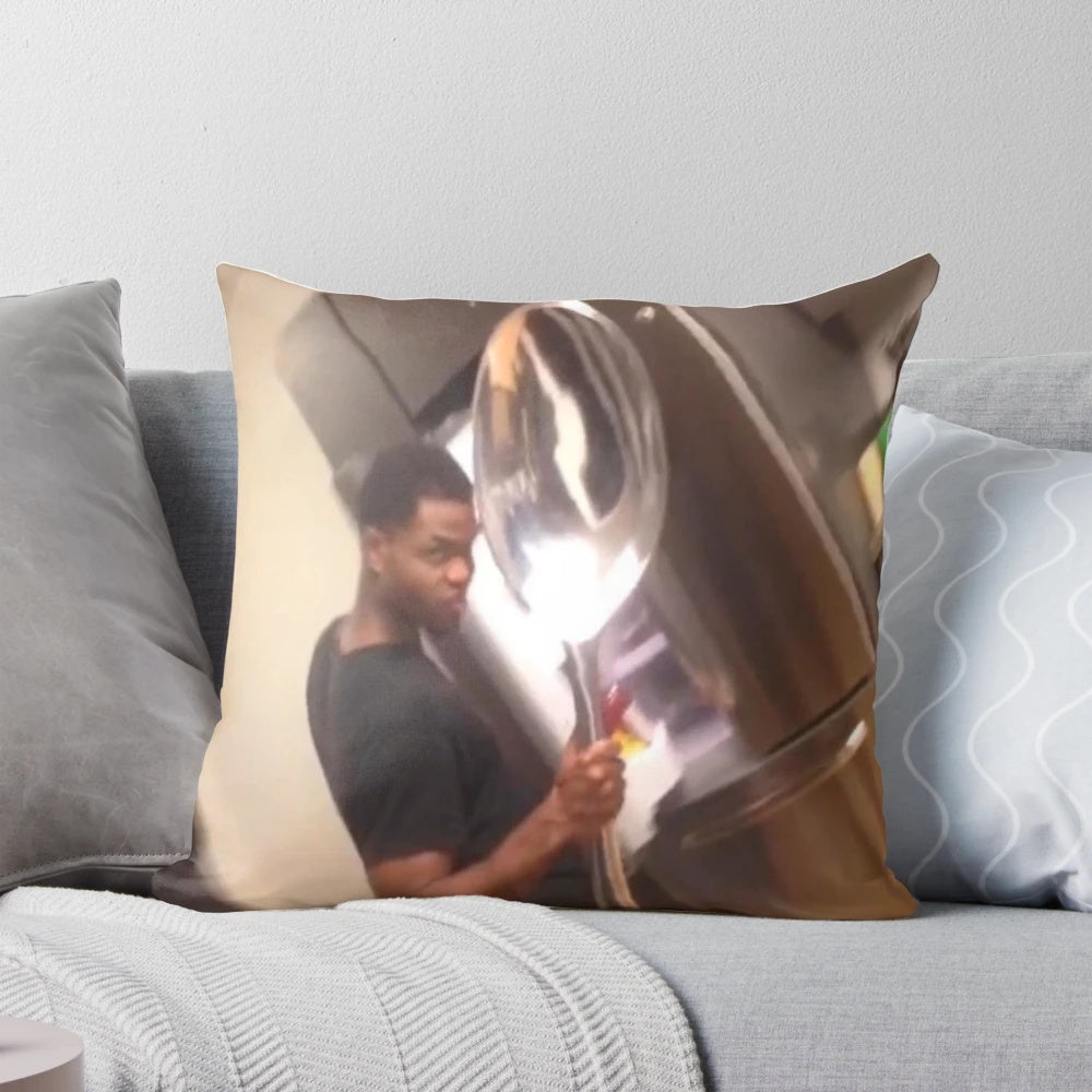 Comically large spoon shaped pillow for humorous and quirky home decor