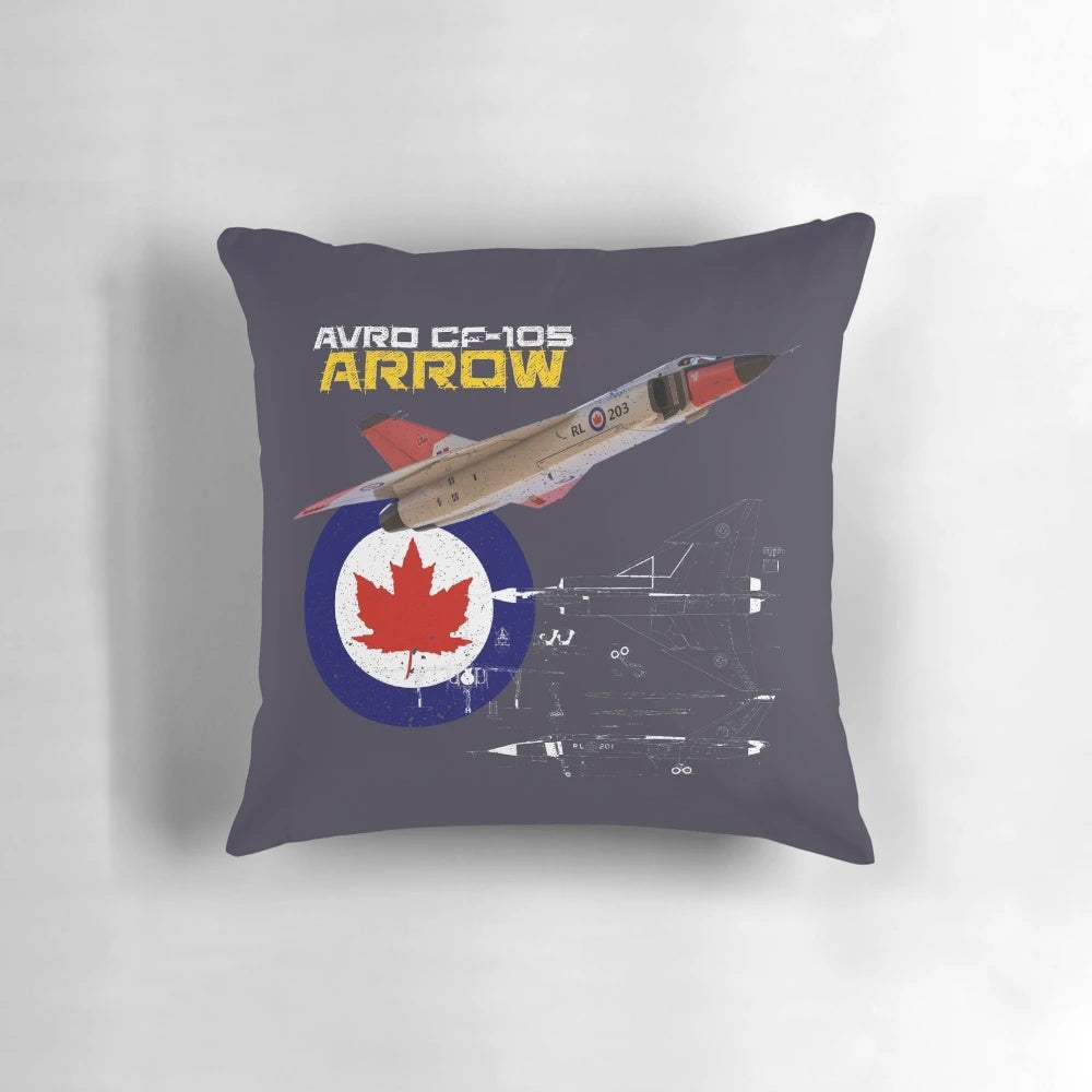 Canadian Avro CF-105 Arrow Pillow, featuring the legendary jet fighter aircraft of the Royal Canadian Air Force