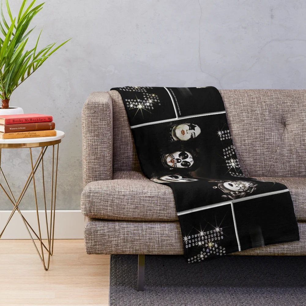 KISS band inspired plush blanket featuring their 1974 album cover