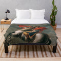 Plush blanket featuring the iconic painting of Napoleon Bonaparte Crossing the Alps by Jacques-Louis David