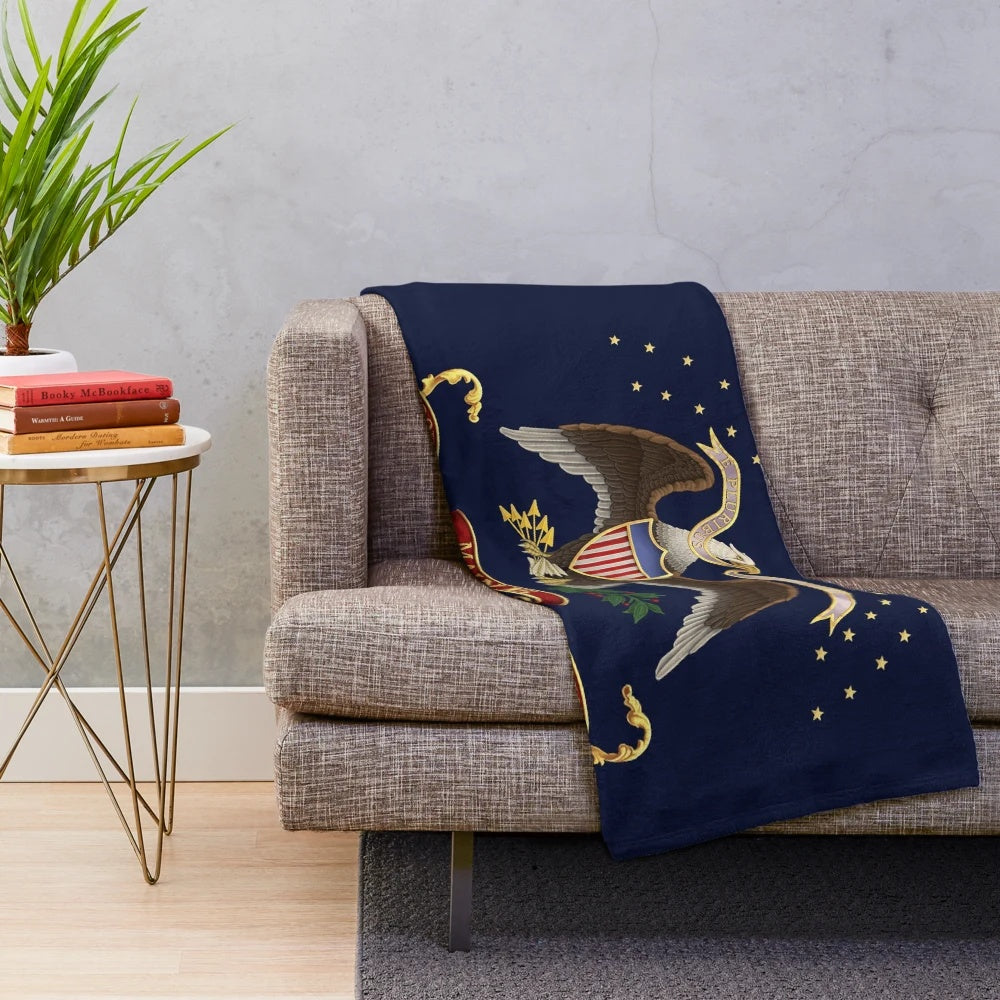 Plush blanket featuring the flag of the 20th Maine Regiment from the American Civil War