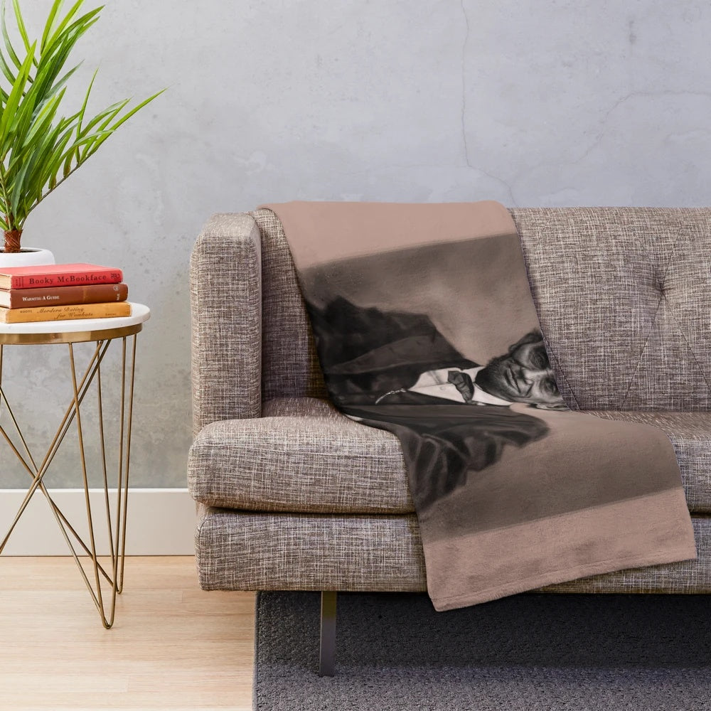 Digital illustration of Abraham Lincoln portrait on a plush blanket