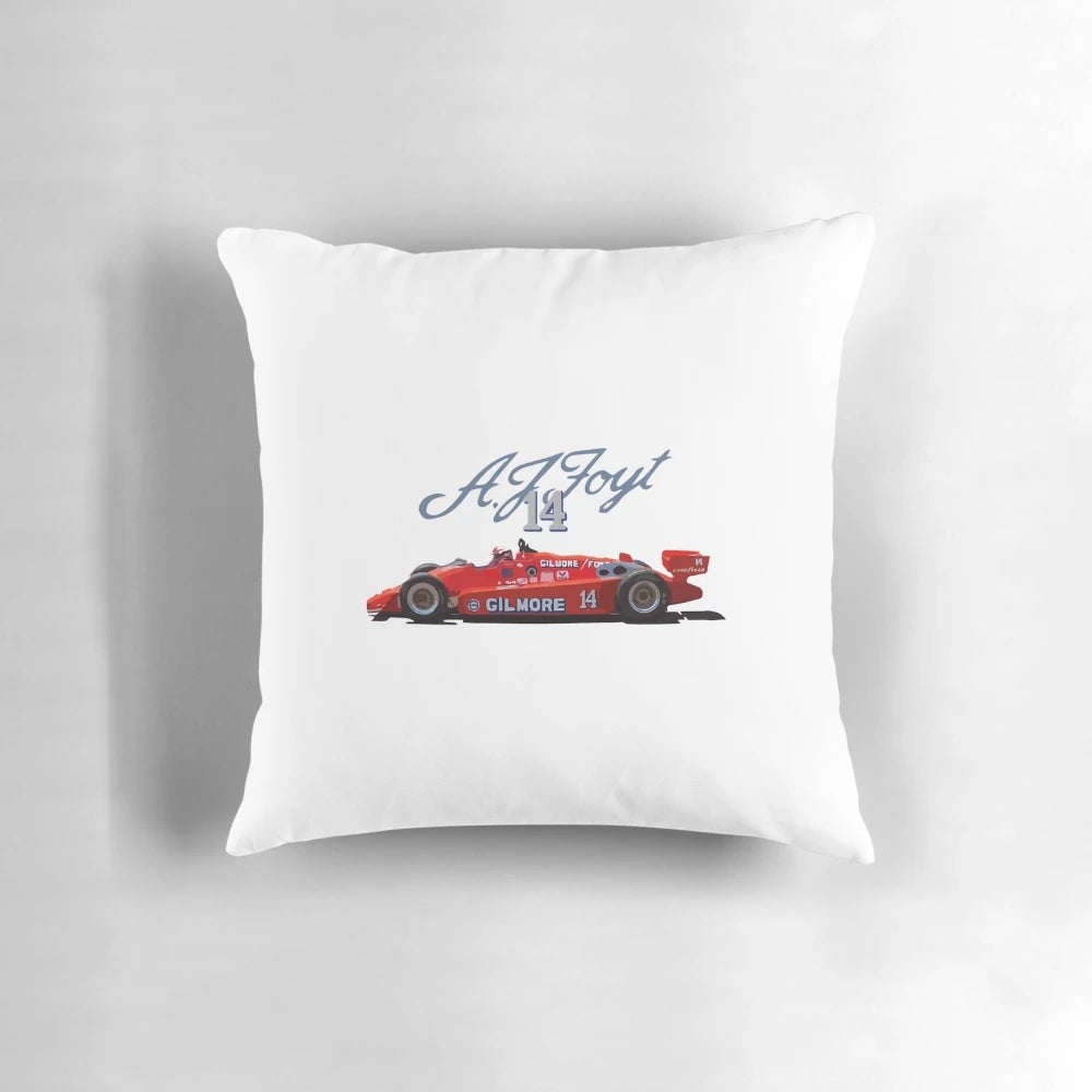 High-quality premium pillow featuring the iconic #14 AJ Foyt Indycar race car
