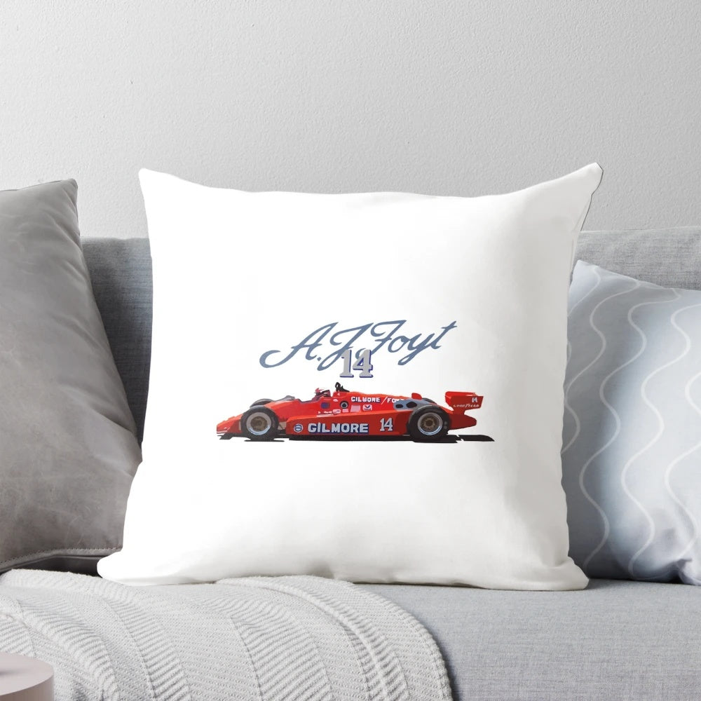 High-quality premium pillow featuring the iconic #14 AJ Foyt Indycar race car