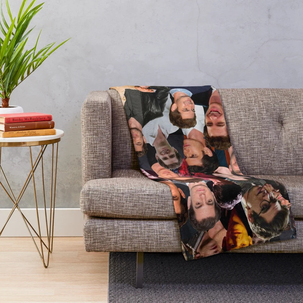 Andrew Garfield photo collage printed on a cozy plush blanket