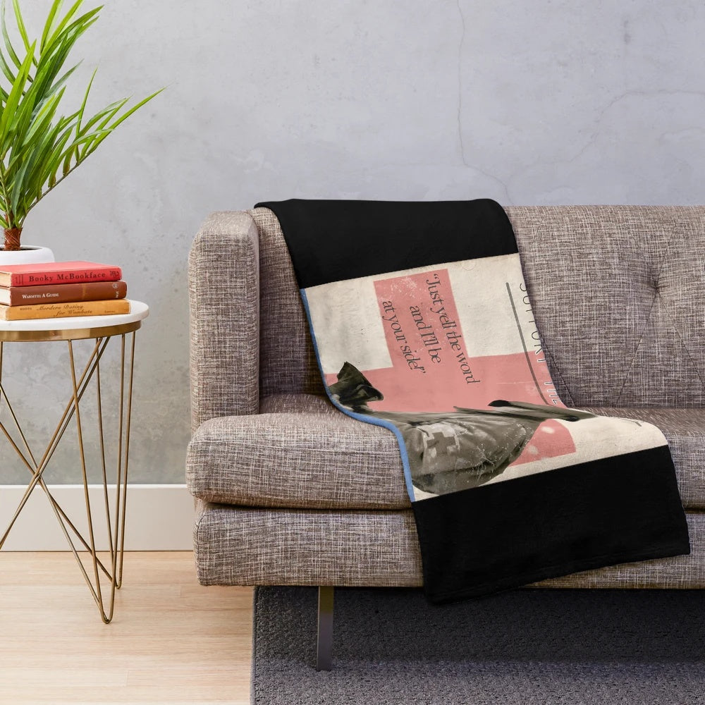 Band of Brothers inspired plush blanket featuring 101st Airborne imagery