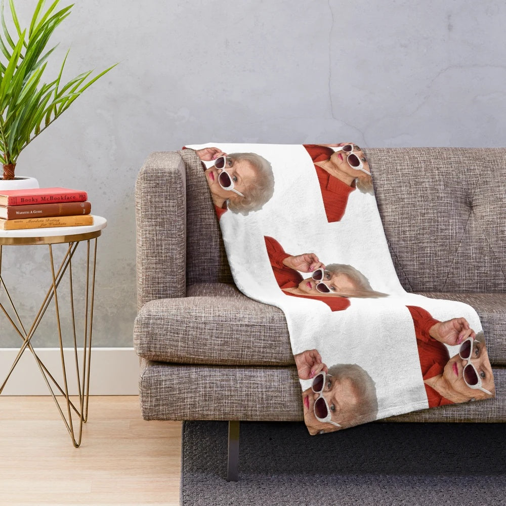 Cozy Betty White-themed plush blanket