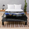 Blue plush blanket featuring the iconic AC Cobra sports car