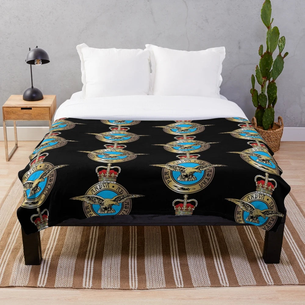 Plush blanket featuring the Royal Air Force emblem