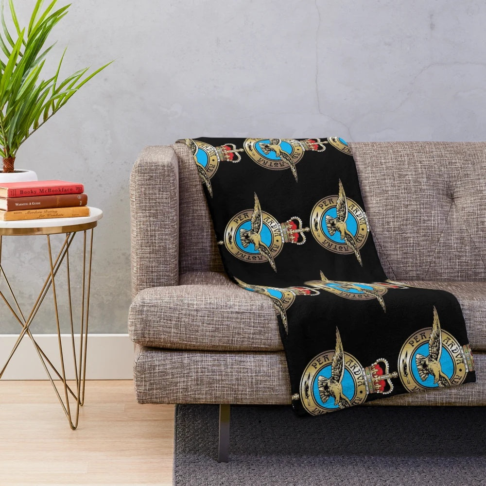 Plush blanket featuring the Royal Air Force emblem