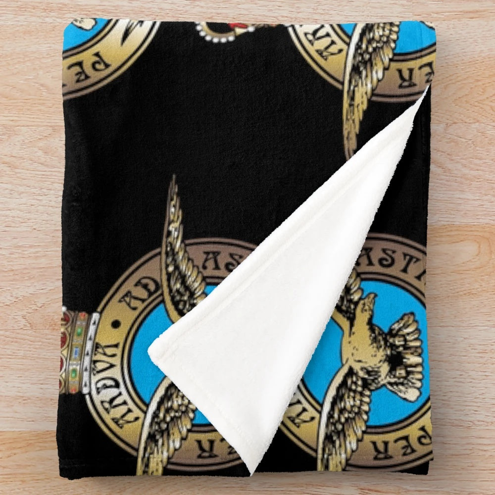 Plush blanket featuring the Royal Air Force emblem