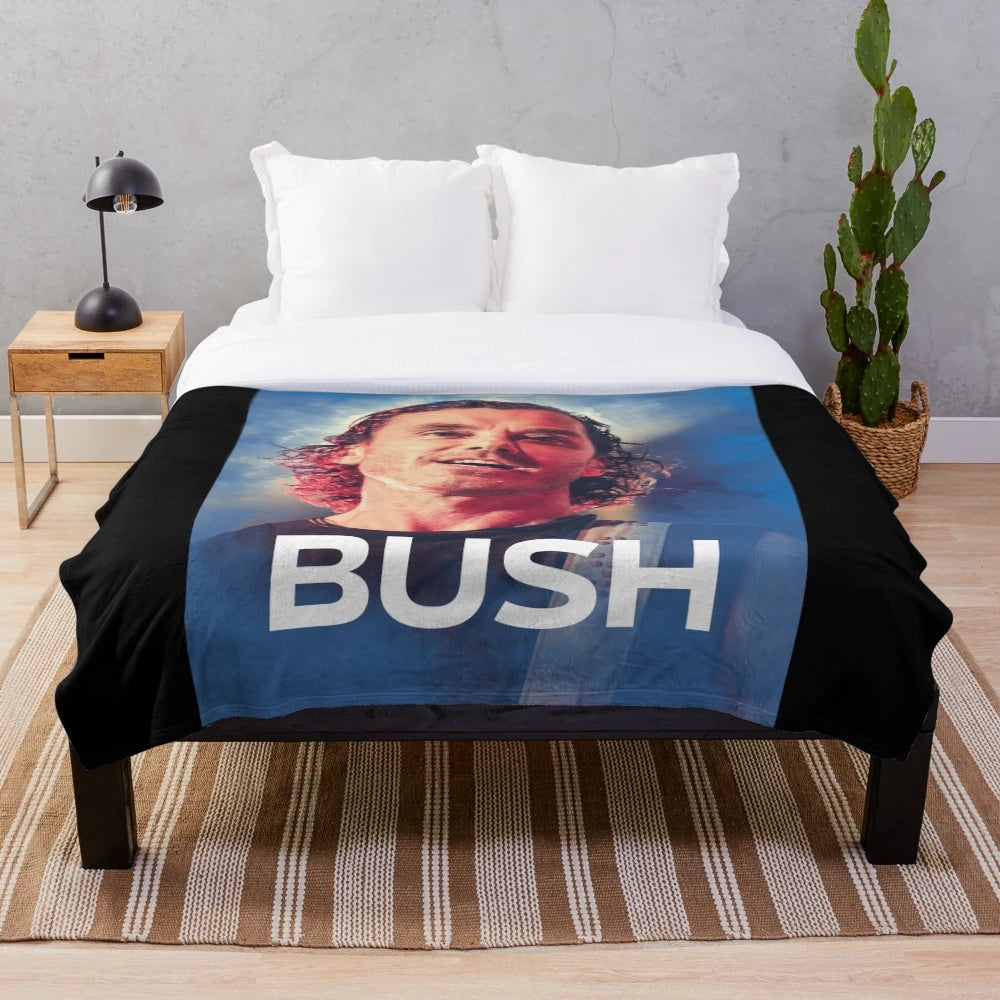 Bush band inspired plush blanket with Gavin Rossdale design