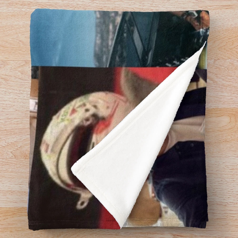 Soft and cozy plush blanket featuring a collage of Charles Leclerc fan art