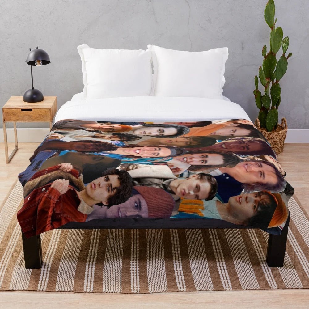 Charlie Gillespie photo collage plush blanket featuring the actor from the TV show Julie and the Phantoms