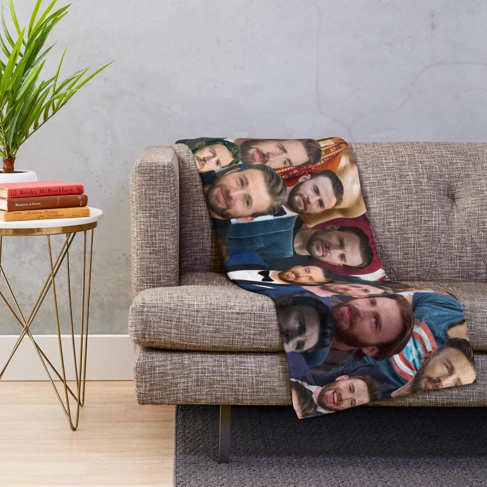 Chris Evans Photo Collage Plush Blanket