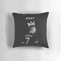 A black and white pillow featuring the iconic image of Cristiano Ronaldo, the celebrated football/soccer player.