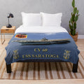CV-60 USS Saratoga plush blanket featuring the aircraft carrier design