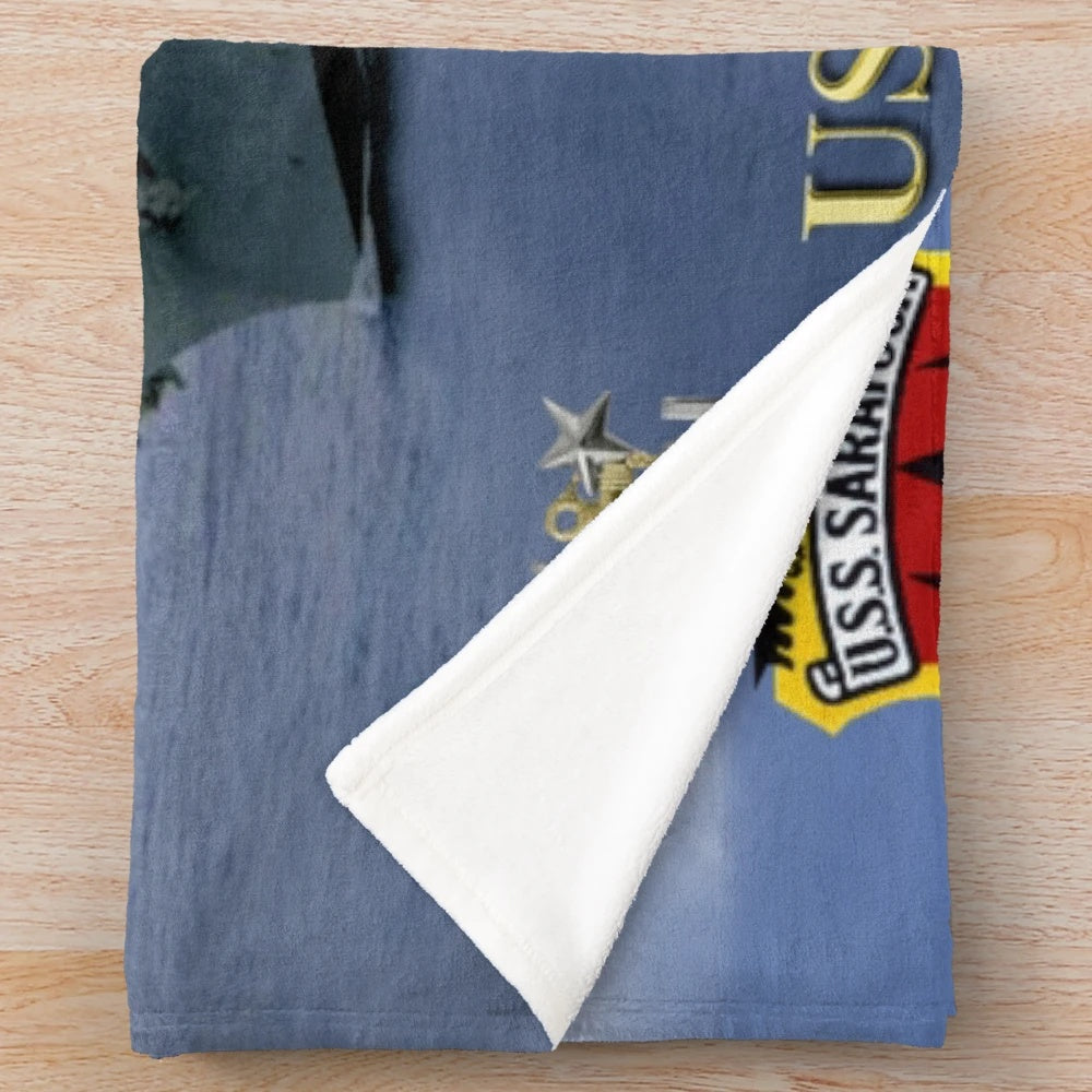 CV-60 USS Saratoga plush blanket featuring the aircraft carrier design