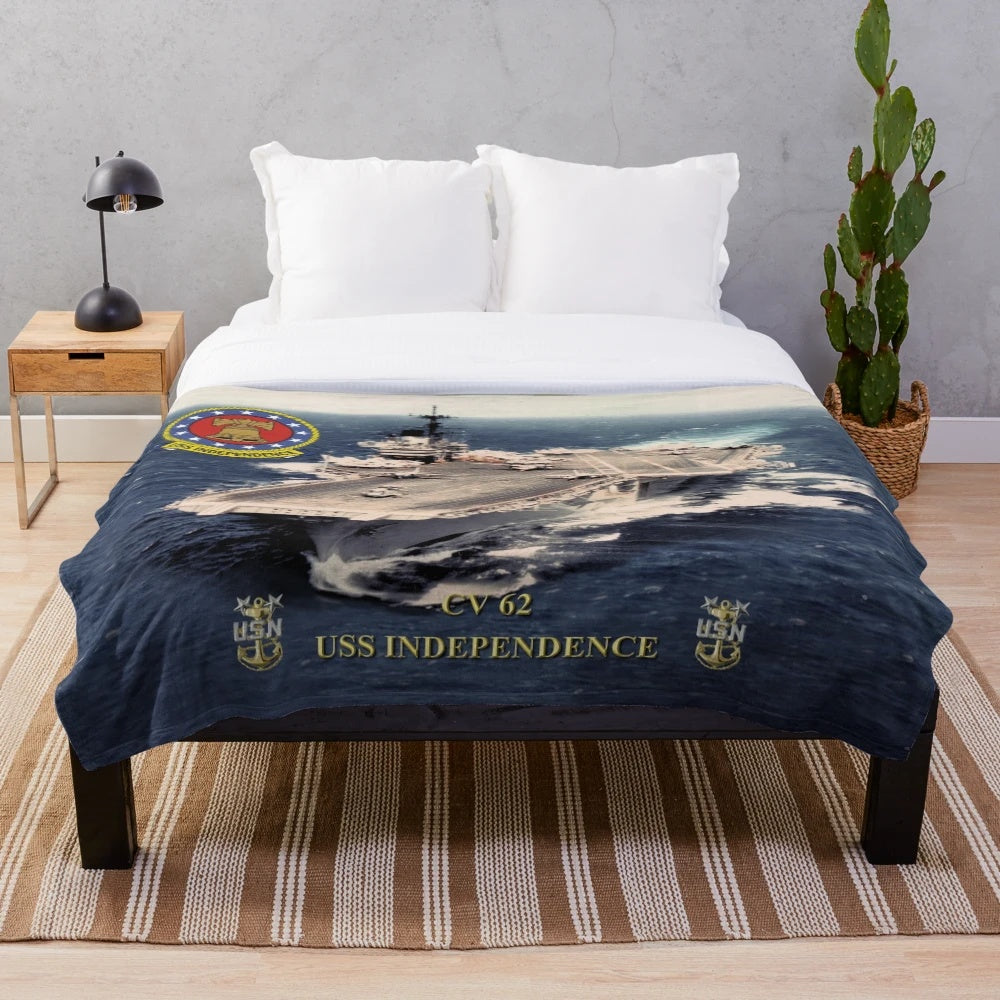 CV-62 USS Independence Plush Blanket with focus keyword aircraft carrier