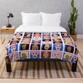 Colorful plush blanket featuring the winners of RuPaul's Drag Race