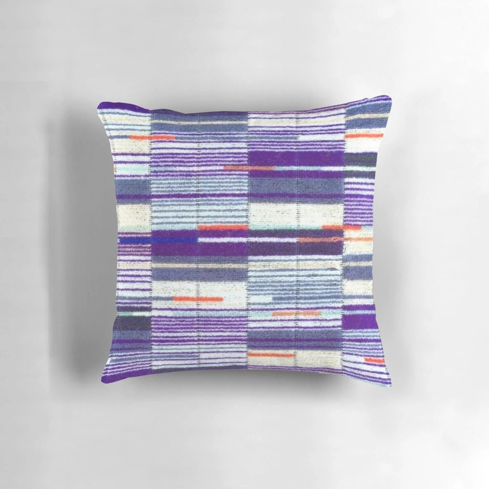 Pillow featuring a printed image of the iconic Elizabeth Line underground moquette seat cover design.