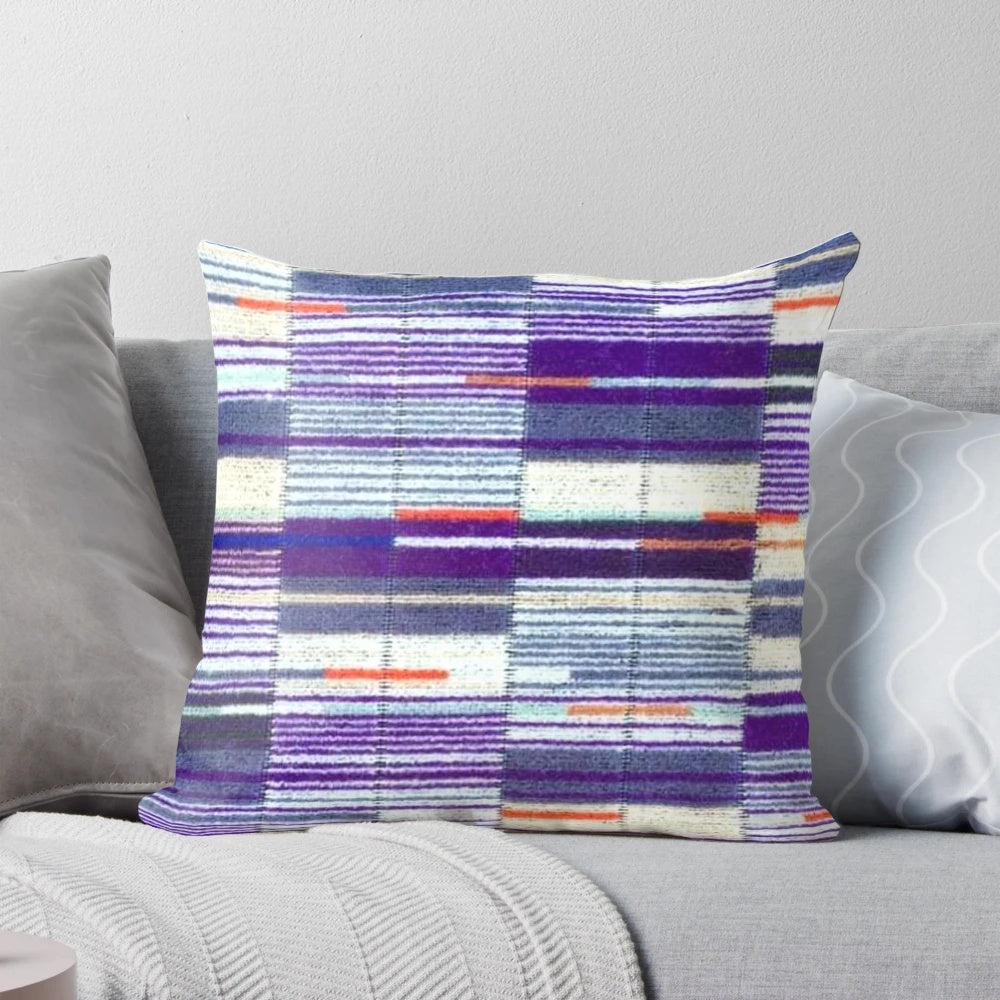 Pillow featuring a printed image of the iconic Elizabeth Line underground moquette seat cover design.