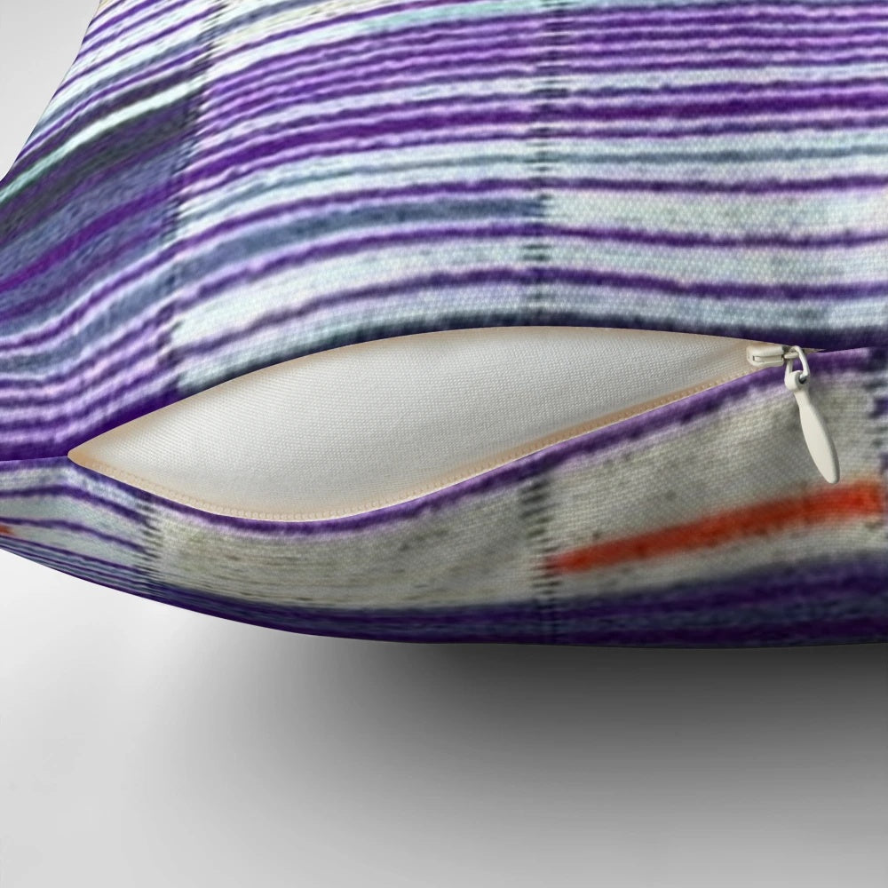 Pillow featuring a printed image of the iconic Elizabeth Line underground moquette seat cover design.