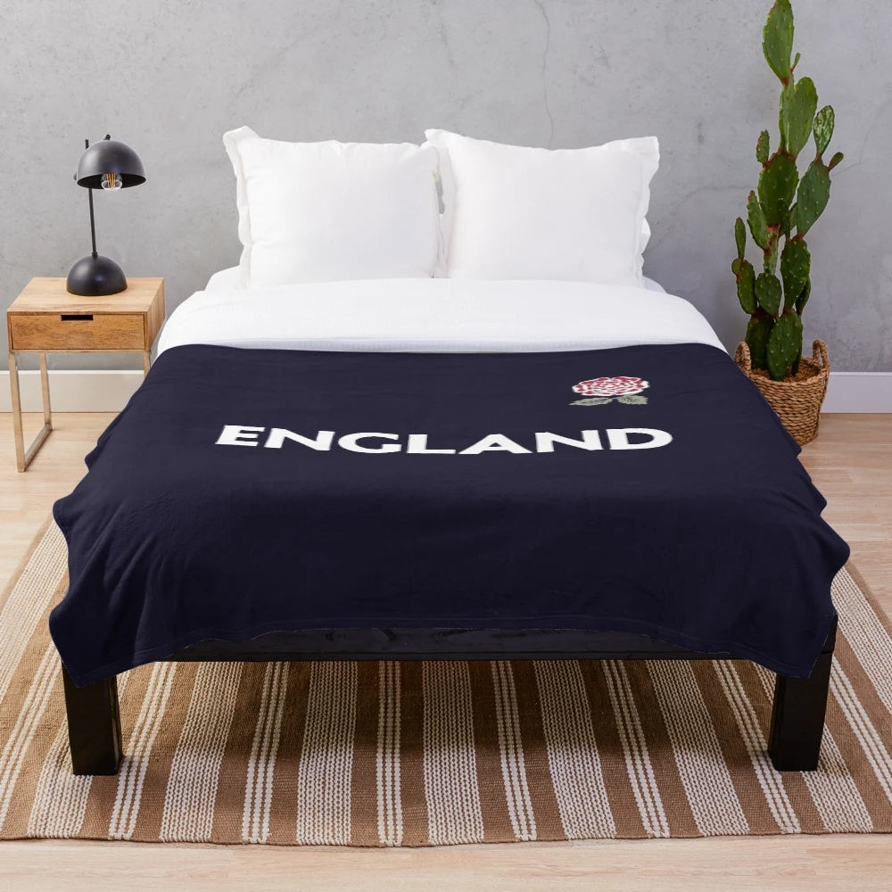 England Rugby Plush Blanket with Traditional Rose Crest